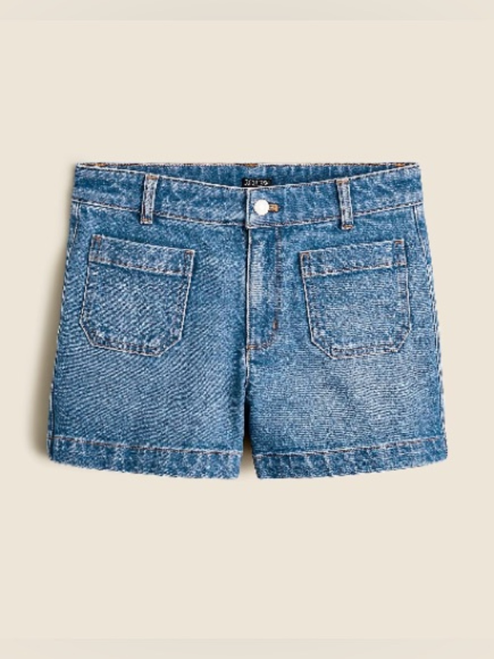 Patch-pocket denim short in Hillside wash